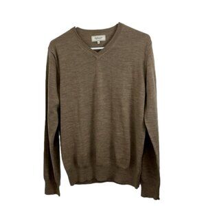 Frank & Oak Beige 100% Wool V-Neck Sweater
